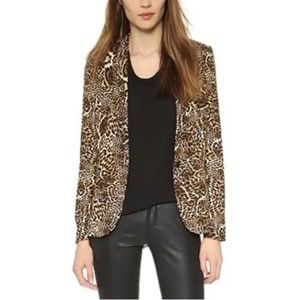 The Kooples leopard print crepe one button drapey blazer size XS